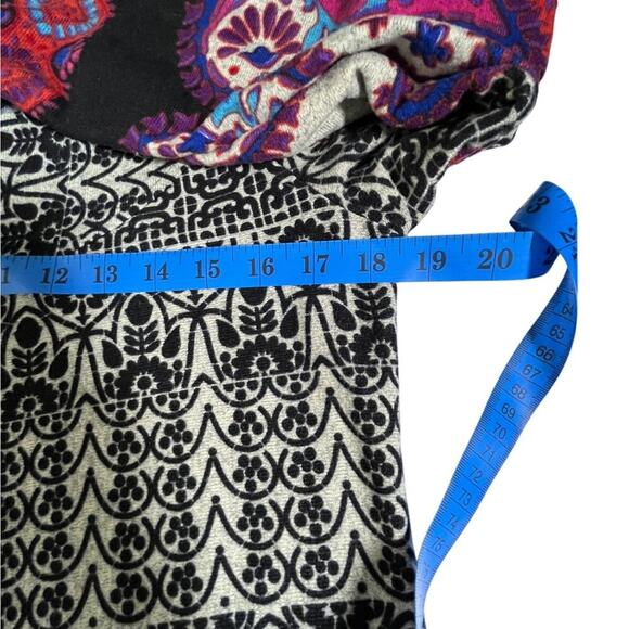 Y2K Boho Paisley Tunic Dress L Black Red Purple Long Sleeve Empire Waist Retro - Picture 11 of 11